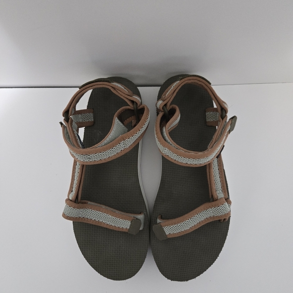 Teva Flatform Universal Mesh Print green white tan geometric - Picture 3 of 11